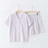 Gingham Short-Sleeve & Shorts Pajama Set - Purple