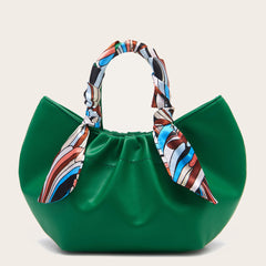 Vintage dumpling bag with silk scarf portable female bag