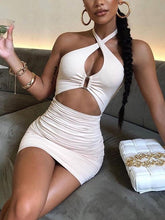 Solid Color Deep V Sling Dress