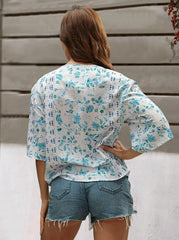 Camisa estampada de mujer con cuello en V