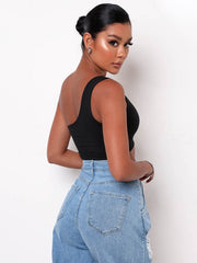 Chaleco cruzado de un solo hombro y color sólido