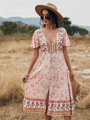 Pink long dress for home travel