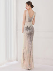 Sequin suspender evening dress