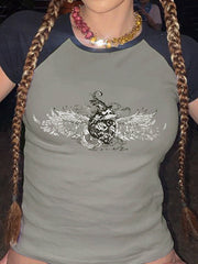 Camiseta con estampado abstracto retro