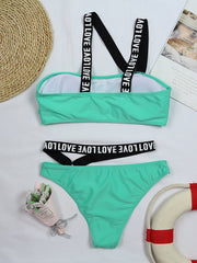 Bikini Badeanzug mit Buchstaben Muster