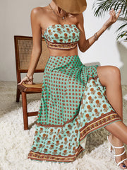 Tube Top Skirt Two Piece Set