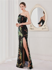 Vestido largo de noche de fiesta con lentejuelas