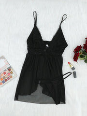 Falda de gasa con encaje y tanga