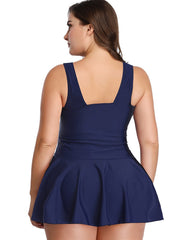 Traje de baño clásico de una pieza con falda de cuatro esquinas Hepburn