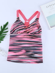 Top tankini con espalda de tiras y rayas difusas