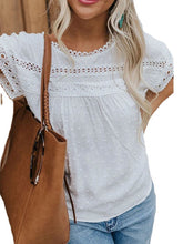 Rundhalspullover, kurzärmliges Spitzenoberteil