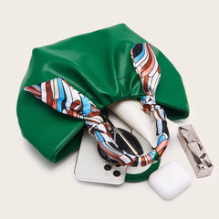 Vintage dumpling bag with silk scarf portable female bag