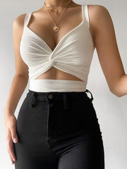 Top corto con escote en V y abertura en el ombligo