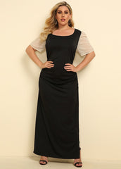 Lockeres Kleid mit Netzeinsatz und kurzen Ärmeln