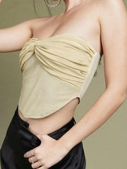 Camiseta sin mangas sexy con escote en V y malla hueca para chica