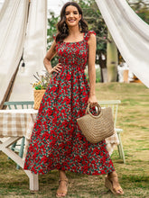 Neckholder-Kleid mit eckigem Kragen und Print