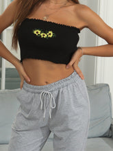 Ärmelloses, schmal geschnittenes Tube-Top mit T-Ausschnitt und schwarzem Print