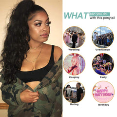 Mais heißer Klettverschluss langes lockiges Haar explosives Stück Pferdeschwanz Perücke Stück