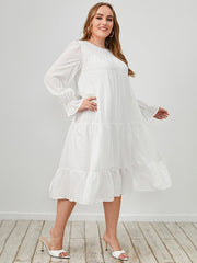 Round Neck Casual Lace Large Swing Dress