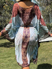 Printed Angel Wings Cover Up Top