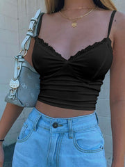 Spitzenblumenseite mit V-Kragen, Crash-Top-Weste