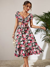 V-neck Irregular Long Skirt Two-piece Set