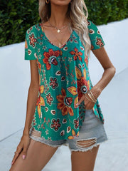 Camiseta de verano de manga corta con cuello en V