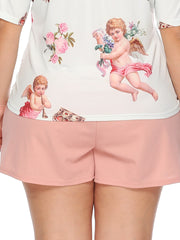 Pantalones cortos de descanso con cintura elástica y doble bolsillo