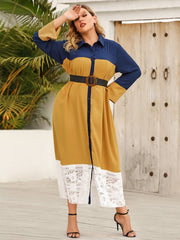 Spitzennähte Temperament Pendeln Farbkontrastkleid