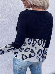 Leopard Print Crew Neck Sweater