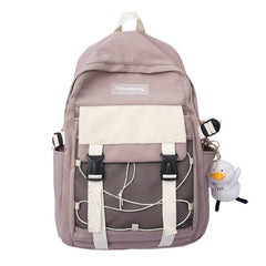 Damenmode-Trend Campus lässiger einfacher Rucksack in Kontrastfarbe