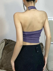 Chaleco pequeño sexy ajustado con cuello colgante invertido