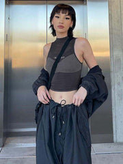 Chaleco con estampado de letras y bloqueo de color