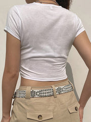 Crop-Top mit Rundhalsausschnitt und Monogramm-Pullover