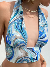 Colorblock Halter Strap Slim Fit Tube Top