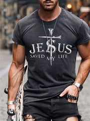 Kurzärmliges T-Shirt mit Kreuz-Print