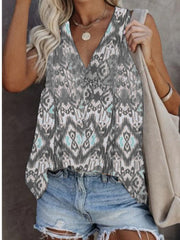 Lässiges ärmelloses T-Shirt mit Aufdruck in Übergröße