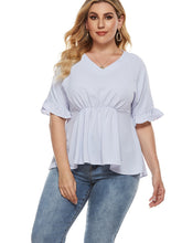 Waist V-Neck Short-Sleeved Shirt