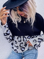 Leopard Print Crew Neck Sweater