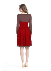 Elegantes vestidos de otoño con cuello en V y manga larga