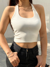 Chaleco de color sólido sin mangas con cuello en U