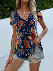 Camiseta de verano de manga corta con cuello en V