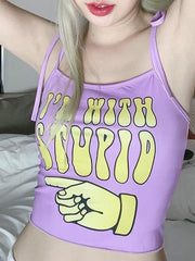 Top corto sin mangas con estampado sólido