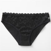 Conjunto de 5 bragas de encaje con contraste de canalé