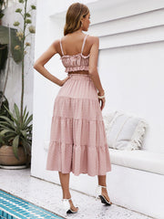 Conjunto de dos piezas de vestido largo con tirantes para mujer