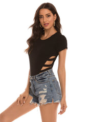 Mono ajustado acanalado con camiseta de manga corta