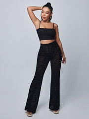 Durchsichtige, beflockte Überziehhose mit Streifen