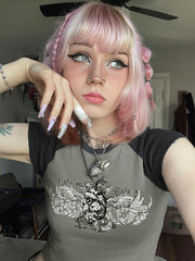 Camiseta con estampado abstracto retro