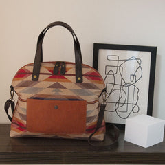 Cotton and linen single-shoulder messenger bag