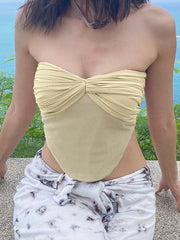 Camiseta sin mangas sexy con escote en V y malla hueca para chica